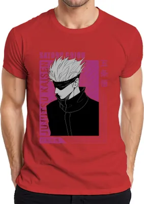 Obrázok produktu pre Satoru Gojo Jujutsu Kaisen biela páska na vlasy fanúšikovský darček pánske tričko, červená, L