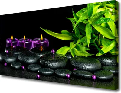 Produktbild von Tulup Leinwand-Bilder 100x50 Wandbild Canvas Kunstdruck Kerze Steine Blätter Kunst