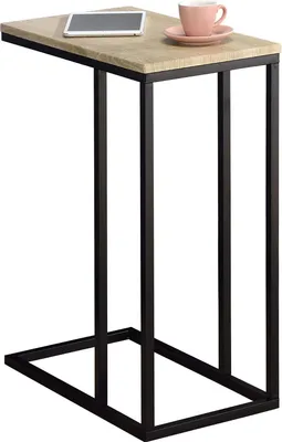 Produktbild von Beistelltisch DEBORA, praktischer Wohnzimmertisch in C-Form, schöner Couchtisch Tischplatte rechteckig in Sonoma Eiche, eleganter Sofatisch mit Metallgestell in schwarz