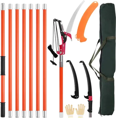 Produktbild von Astsäge, Teleskopsäge, Baumsäge, Teleskop Astschere, Gartensäge, 8 m Höhenverstellbar, mit Tragetasche und 2 Sägeblätter, für Trimmarbeiten