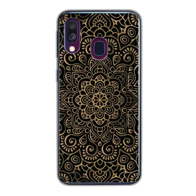 Produktbild von MuchoWow® Handyhülle Schutzhülle Hülle für Samsung Galaxy A40 Goldenes Muster auf schwarzem Hintergrund Silikon Softcase Handy Hülle - Handy-Tasche