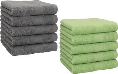 Produktbild von Betz 10 Stück Seiftücher 30x30 cm PREMIUM 100% Baumwolle Farbe: anthrazit und apfelgrün