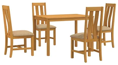 Imagen del producto de vidaXL Juego de mesa y sillas para comedor, 5 piezas, madera maciza de roble, color beige