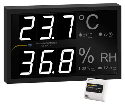 Produktbild von PCE Instruments PCE-EMD 5 Hygrometer 0,0..99,9 % r.F.|0...50 °C|Anschluss bis zu vier externen Sensoren|anal. 4..20 mA
