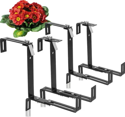 Produktbild von com-four® 4x Premium Blumenkastenhalter für Balkon-Brüstungen und Geländer - flexible Befestigung aus rostfreiem Edelstahl für Pflanzkästen - 2-fach verstellbar - kein Bohren