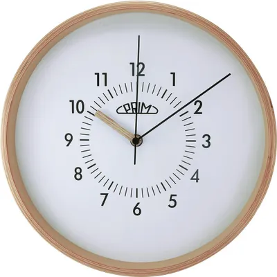 Produktbild von PRIM Organic Retrospect Wanduhr Holz lautlos Naturbelassen/Weiß 29,9 cm