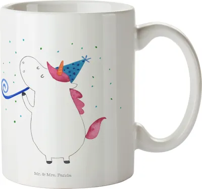 Produktbild von Mr. & Mrs. Panda Kinderbecher Einhorn Party - Weiß - Geschenk, Disco, Geburtstag, Mehrwegbecher, Outdoor Tasse, Fest, Pott, Trinklernbecher, Kindertasse, Club, Haferl