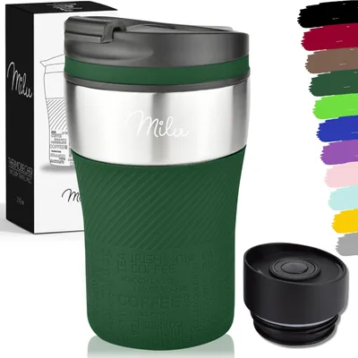 Image de Milu Gobelet thermique café - 210ml - 100% anti-fuite - Gobelet isolant, gobelet à café, gobelet à boire en acier inoxydable - Gobelet pour voiture double paroi isolation - Olive