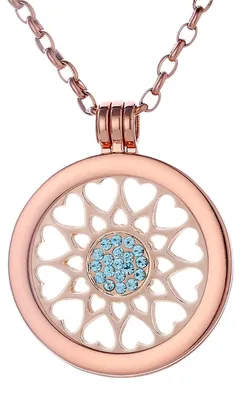 Produktbild von Morella Damen Halskette roségold 70 cm Edelstahl mit Amulett und Coin 33 mm Herzornament in Schmuckbeutel