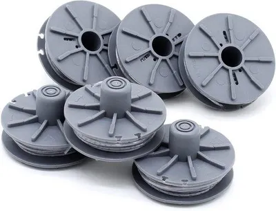 Immagine prodotto di 6 bobine di filo di ricambio 5307-20 per Turbotrimmer; ricambio per tosaerba 9805, 9806, 9807, 9808 - 1,6 mm, lunghezza 6,1 m