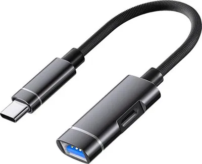 Obrázek produktu pro INF Type-C na USB adaptér nabíjecí prodlužovací kabel z hliníkové slitiny Černá