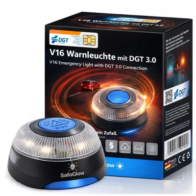 Immagine prodotto di V16 Luce di segnalazione di sicurezza DGT 3.0 incl. SIM - Luce di emergenza per auto, moto - IDIADA PC21020060