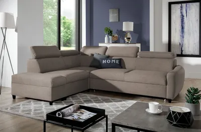 Image de AX LIVING Canapé d'angle avec fonction sommeil Marron Olettio Forme L 265 cm G