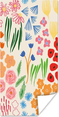 Produktbild von MuchoWow® Poster Blumen - Muster - Feldblumen 60x120 cm - Wandschmuck
