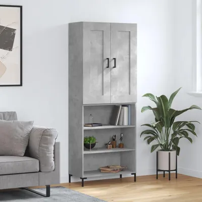 Image de vidaXL Highboard gris béton 69,5x34x180 cm Bois composite