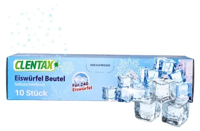 Produktbild von CLENTAX Eiswürfelbeutel 10 Stk für 240 Eiswürfel - Selbstschließend