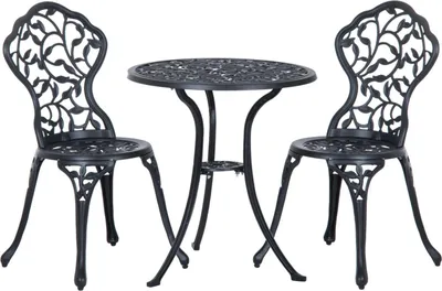 Produktbild von Bistroset Für 2 Personen Balkonmöbel Set Bistrotisch Mit 2 Stühlen Schwarz