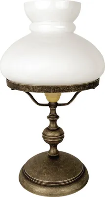 Produktbild von Tischleuchte Glas Messing E27 rund D: 22,5 cm 39 cm hoch in Bronze Antik matt Weiß Jugendstil