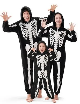 Zdjęcie produktu dla Kombinezon piżamowy szkielet rodzinny halloween kostium przebranie cosplay