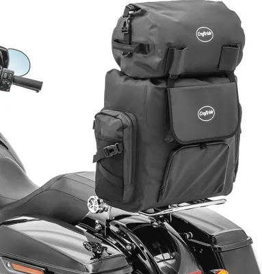 Immagine prodotto di Borsa sissy bar impermeabile con rotolo portapacchi per chopper Borsa posteriore WPL
