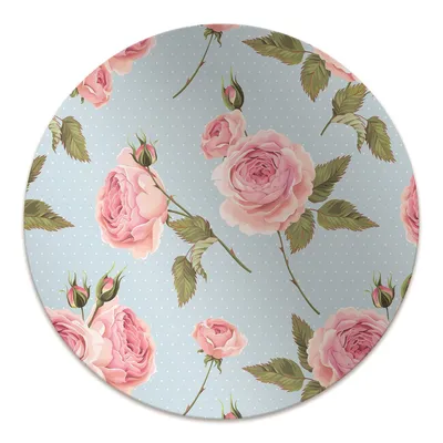 Produktbild von Rundmatte - Stuhlunterlage Bürostuhlunterlage - Rund Ø 100 cm - Bodenmatte - Fußmatte - Rosen mit Blättern.