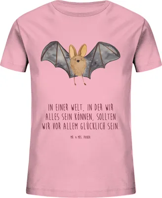 Produktbild von Mr. & Mrs. Panda Kleinkinder T-Shirt Fledermaus Flügel 5-6 Jahre (110/116) - Baumwolle Pink - Geschenk, Kindershirt, Jungen, Teenager, für Kinder, Lustige Sprüche