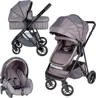 Produktbild von Bebies First Optima 3in1 Kombi-Kinderwagen inkl. Gr. 0 Autobabyschale Grau