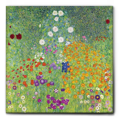 Immagine prodotto di Giallobus - Giardino fiorito - Gustav Klimt - 70L x 70l cm - Quadro - Tela Canvas Telaio Standard