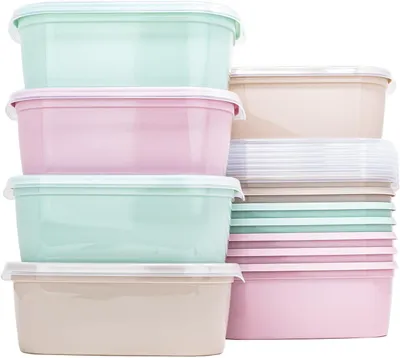 Immagine prodotto di Contenitori in plastica per alimenti - Scatole per conservare - Ideali per conservare i pasti - Senza BPA - 12 pezzi da 1,1 litri - Trasparente