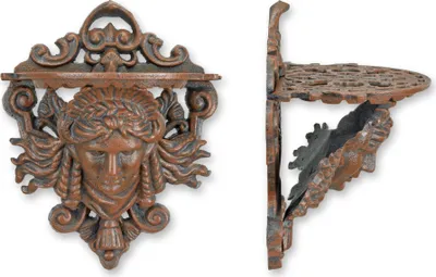 Produktbild von Wandkonsole Gusseisen Regal – braun Replikat Retro Design Dekoration