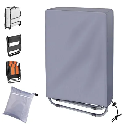 Image de Housse de protection pour chaise pliante, couverture pour chaise de jardin, imperméable, gris, 110x71 cm