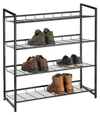 Produktbild von Schuhregal ORDO mit 4 Böden, praktischer Schuhständer Schuhablage aus Metall schwarz lackiert