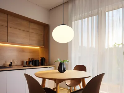 Produktbild von LED Pendelleuchte Schwarz mit Glaskugel Lampenschirm Weiß, Esstischlampe Ø 30cm
