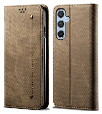 Immagine prodotto di Custodia per Samsung Galaxy S24, Custodia a portafoglio in pelle con chiusura magnetica e supporto Khaki