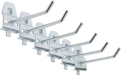 Produktbild von Famanu Werkzeughaken 8 cm - Set mit 6 stabilen Metallhaken für Werkstatt und Pegboard