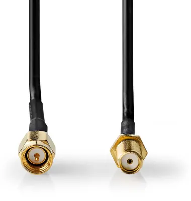 Produktbild von Nedis Antennenkabel - SMA-Stecker - SMA-Buchse - Vergoldet - 50 Ohm - Einzeln geschirmt - 1.00 m - Rund - PVC - Schwarz - Label