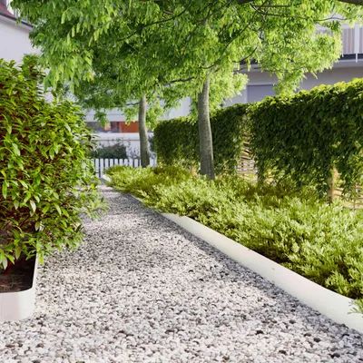 Produktbild von PUEAZU Rasenkante 30 stk. 15 x 103 cm Stahl Weiß - Beeteinfassungen &73869