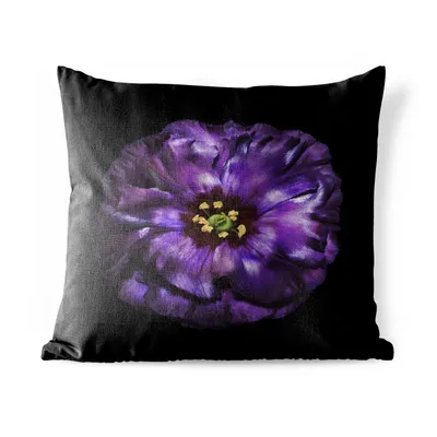 Obrázek produktu pro MuchoWow® Vnější polštář - Fialová květina na černém pozadí -45x45 cm- Odolnost proti povětrnostním vlivům - polštář do obývacího pokoje