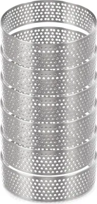 Immagine prodotto di 6 stampi per tartellette forate, con bordo, piccoli, per torte e muffin, diametro 7 cm