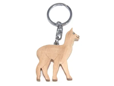 Immagine prodotto di Ciondolo portachiavi in legno - alpaca - bianco