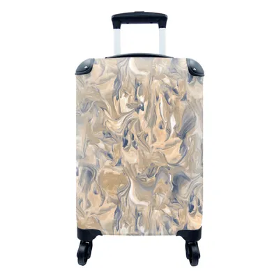 Produktbild von MuchoWow® Koffer Handgepäck Trolley Rollkoffer Kleine Reisekoffer mit 4 Rollen - Marmor - Grau - Muster - Cabin Size < 55x40x23 cm & 55x40x20 cm - Fotokoffer - Kabinenkoffer - Boardgepäck - Reise-Box - Reisekoffer - Reisegepäck - Koffer mit Bild - Trolley für Kinder