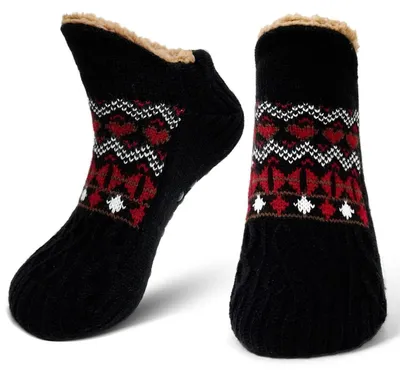 Produktbild von Haussocken Herren Winter Warme Kuschelsocken Stoppersocken Dicke Hüttensocken ABS mit Noppen Flauschige Wintersocken 1 Paar 39-46 Schwarz