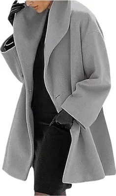 Produktbild von ASKSA Damen Einfarbige Wintermantel mit Kapuze Warmer Mittellange Winterparka Dufflecoat, B Grau, 2XL