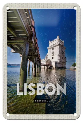 Produktbild von Blechschild Reise 12x18cm Lisbon Portugal Meer Reiseziel Urlaub Schild
