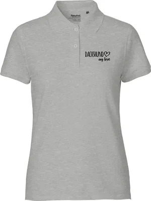 Produktbild von Huuraa Damen Polo Shirt Dachshund my love XXL Sport Grey Bio Baumwolle Fairtrade Poloshirt Geschenkidee