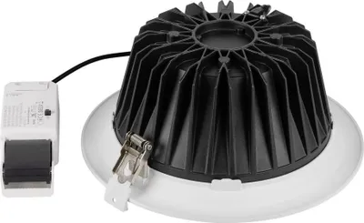 The back of a downlight fixture with its driver.