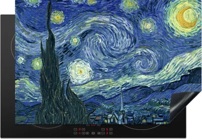 Produktbild von KitchenYeah© Herdabdeckplatte Sternennacht - Gemälde - Alte Meister - Vincent van Gogh , 76x51cm, Küche Deko, Glaskeramikkochfeld Herdabdeckung, Abdeckplatte fùr Kochfeld