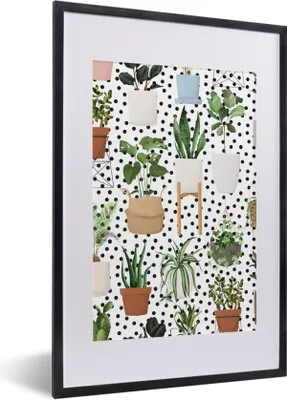 Produktbild von MuchoWow® MuchoWow® Gerahmtes Poster Pflanzen - Zimmerpflanzen - Schwarz - Weiß 40x60 cm - Poster mit zchwarzem Bilderrahmen - Poster in Rahmen