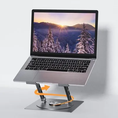 Produktbild von Famanu Laptopständer mit 360° drehbarem Fuß - höhenverstellbar - Aluminium Notebookständer für 10–17 Zoll Laptops