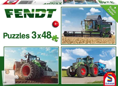 Produktbild von 3 x 48 Teile Schmidt Spiele Kinder Puzzle Fendt 1050 / 724 Vario / 6275L 56221